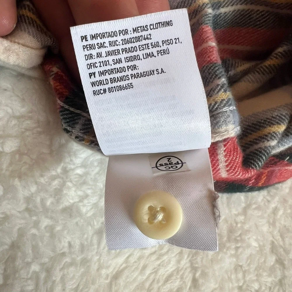 American Eagle Flannel Shirt Womens M Long‎ Sleeve Plaid Tartan 100% Cotton